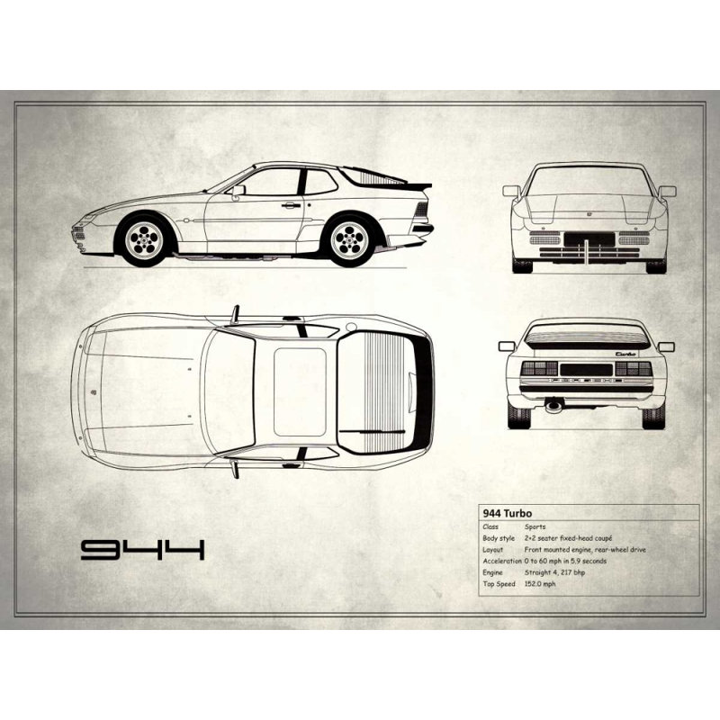 Reproduction d'affiche blanche de 944 Turbo par Mark Rogan (RGN113215)