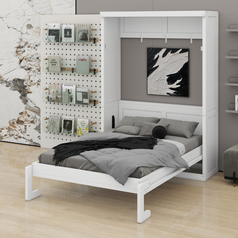 Lit escamotable escamotable dans une armoire Murphy, Twin, Blanc