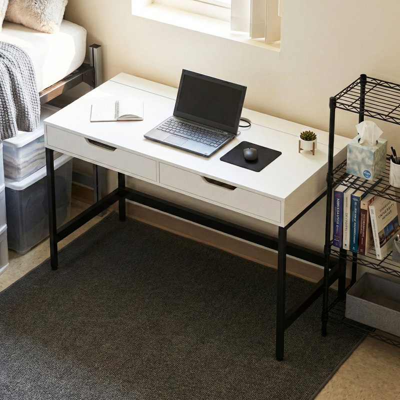 Bureau personnel avec gestion des câbles cachée et 2 tiroirs