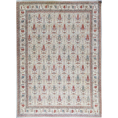 Tapis beige et brun noué à la main de haute qualité