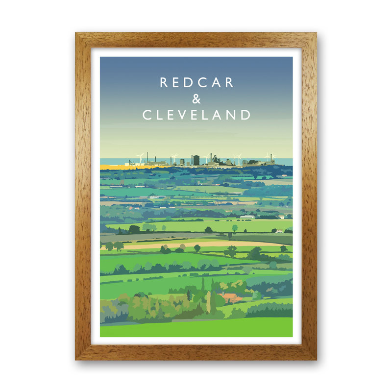 Redcar And Cleveland by Richard O'Neill - Print, 34cm H x 25cm W x 3cm D, Brown Framed