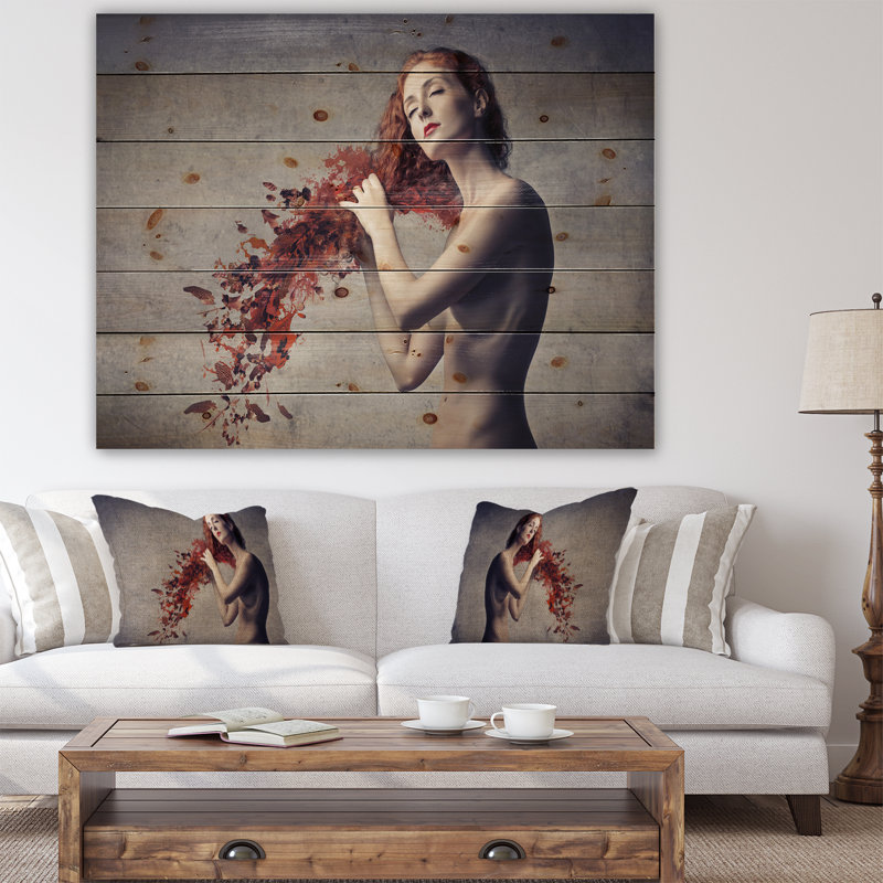 « from red cheveu to leaves », impression, H 15 po x l 20 po x P 1 po, Bois