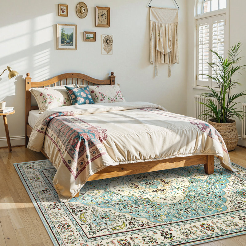 Watte Traditional Oriental Tribal Machine Washable Area Rug with Non-Slip Backing Perfect for Living Room, Dining Room, Bedroom Decor