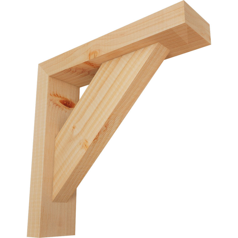 Traditional Block Bracket w/ Offset Brace, 14 x 14, 3 1/2"W Douglas Fir (Smooth)