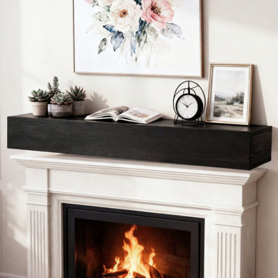 Rustic Wood 72-inch Floating Fireplace Solid With Water-based Coating 9-inch Wide Shelf 50 Lbs Load For Home Decor Ideal