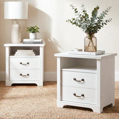Rustic 22" W Nightstand Bedside Tables With 2 Drawers & Open Shelf, Metal Handles, Multi-Color Options