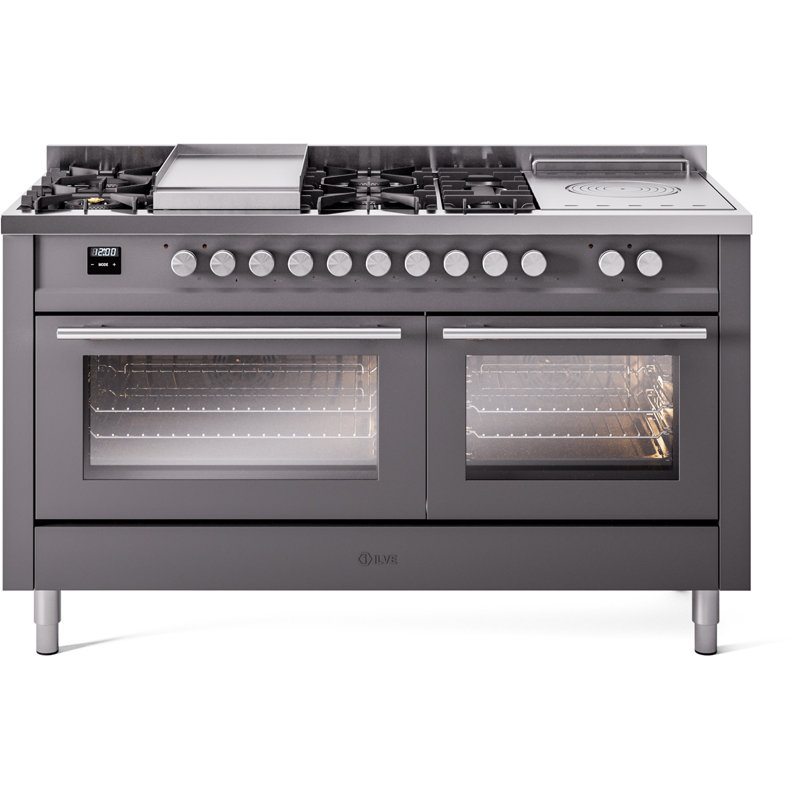 Cuisinière à double combustible ILVE ProfessionalPlus II 60, Graphite mat, Gaz naturel