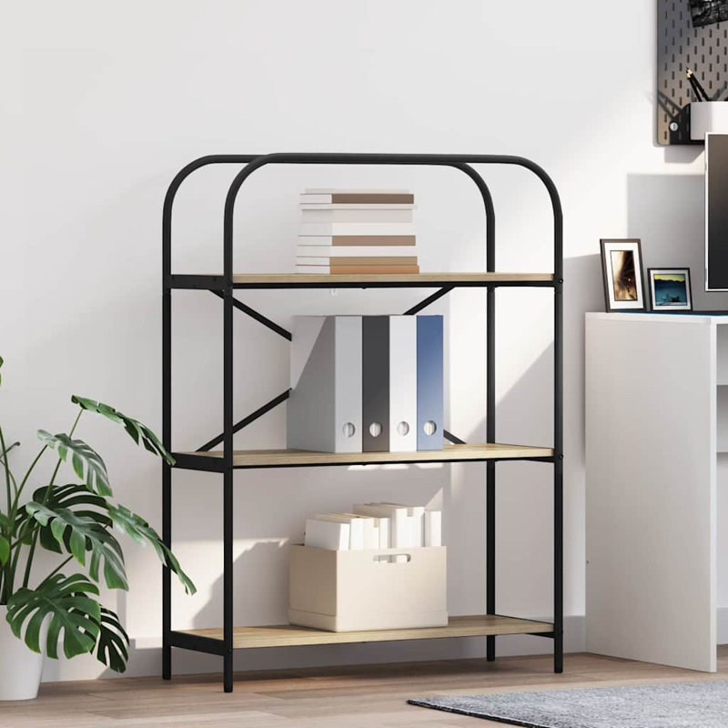 Bookshelf Engineered wood Modern Freestanding Bookshelves Organizer, Sonoma Oak, (3 Shelves) 109cm. H x 80cm. W x 30cm. D