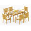 4 Seats 5 Pcs Grade-A Teak Wood Dining Set: 83" Rectangle Table And 4 Cahyo Stacking Arm Chairs #11CH1804-95608761-186212500