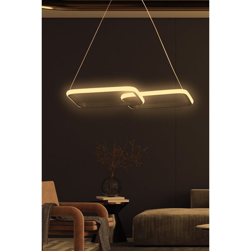 Modern Adjustable Chandelier, Black Aluminum Body, 23.6 x 13.8 x 0.8 inches | Height Adjustable 0-31.5 inches | LED Socket 4000K, 40-60 Watts | Elegant Design for Living Room, Dining Room & Office Spaces