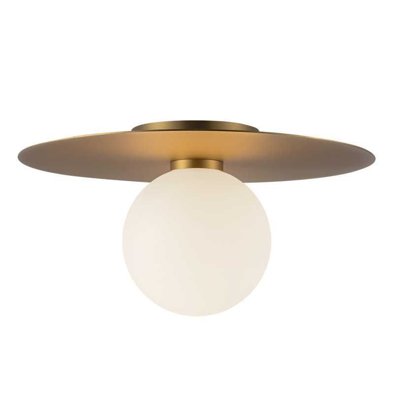 Plafonnier encastré Elixir, Doré, Blanc / Doré, H 7,38 po x l 14,1 po x l 14,1 po