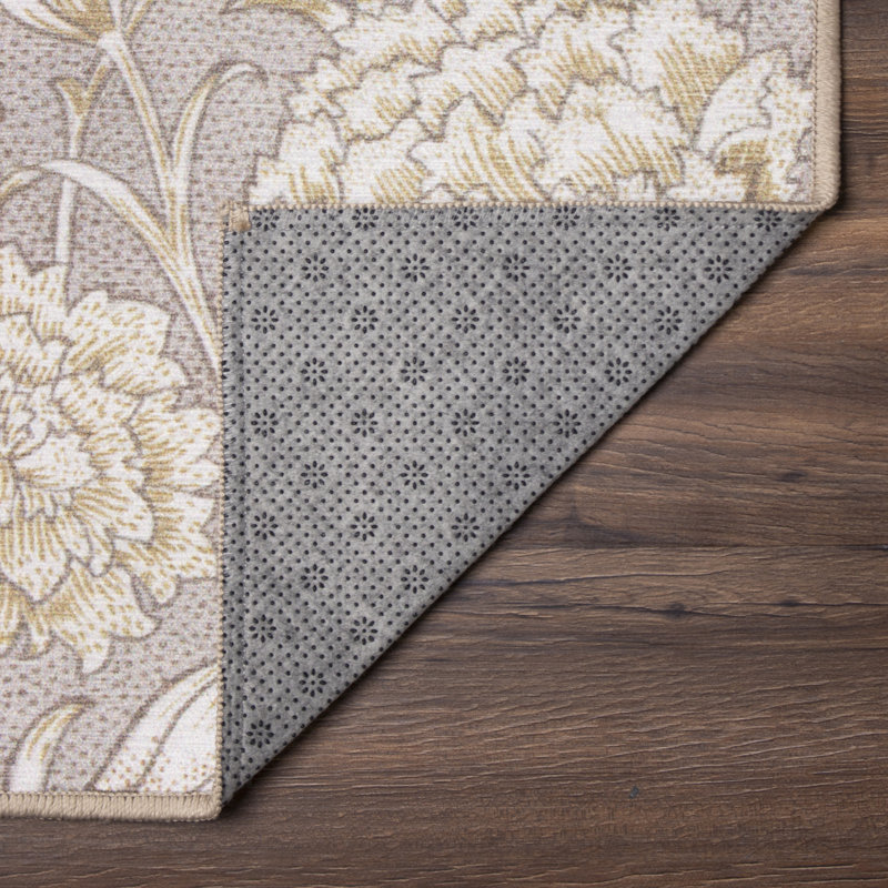 Tapis beige à motif floral Kalini, Rectangle 3 pi x 5 pi
