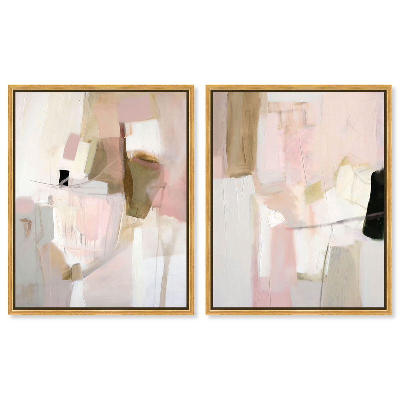 «Pink Frost Serenity», ensemble d'art mural encadré par Art Remedy, cadre doré, 36 x 45, H 46 po x l 37 po