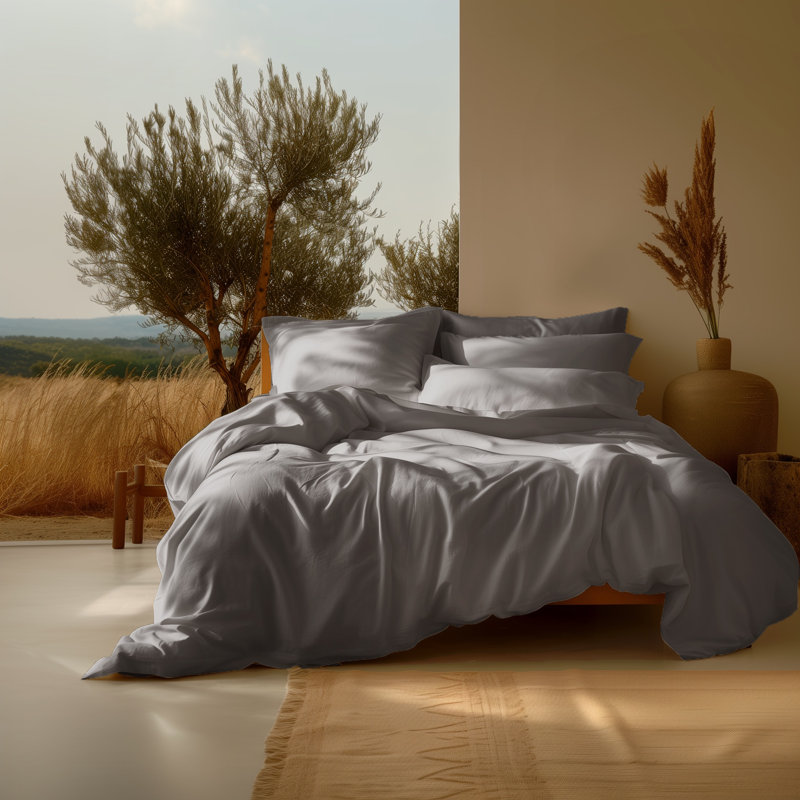Sateen Geometric Sheet Set, Split King Sheet Set + Fitted Sheet + 2 Pillowcase
