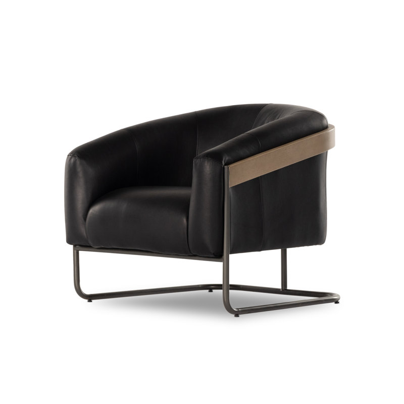 Etta Chair-Winchester Beige, Heirloom Black Genuine Leather