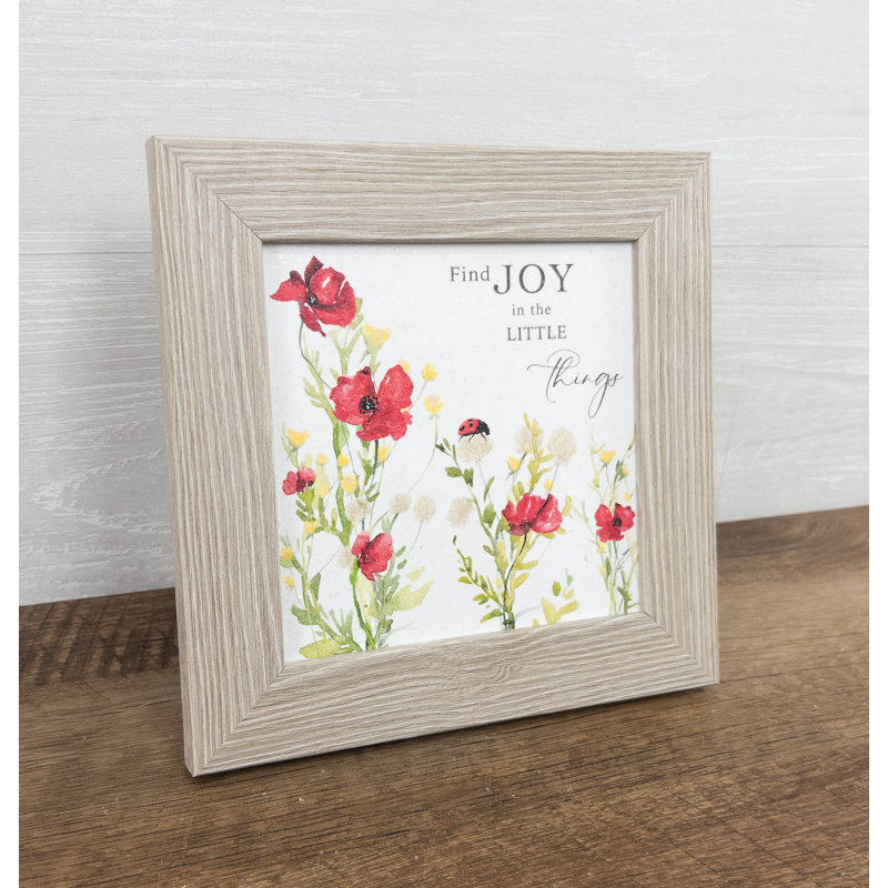 «Find Joy In The Little Things», coccinelle encadrée sur papier, Beige