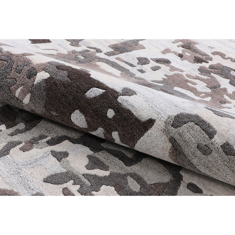 Hand Woven Wool Abstract Area Rug, Rectangle 5'9" x 8'10"
