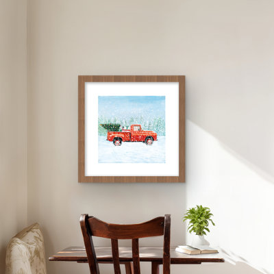 Camion de sapin de Noël | «Transport Snow», reproduction encadrée