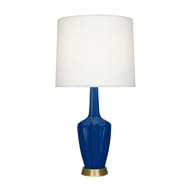 Petite lampe d'appoint Emma, Cobalt glacé, H 30 po x l 6,25 po x P 15 po, Céramique / métal