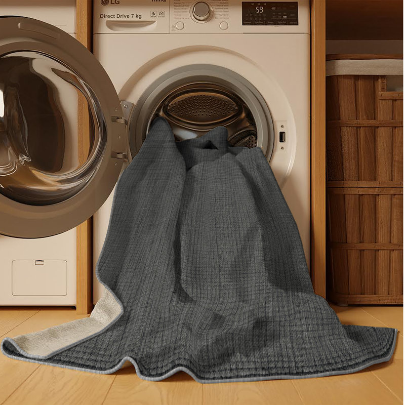Machine Washable Solid Grey Area Rug, Rectangle 2' x 3'