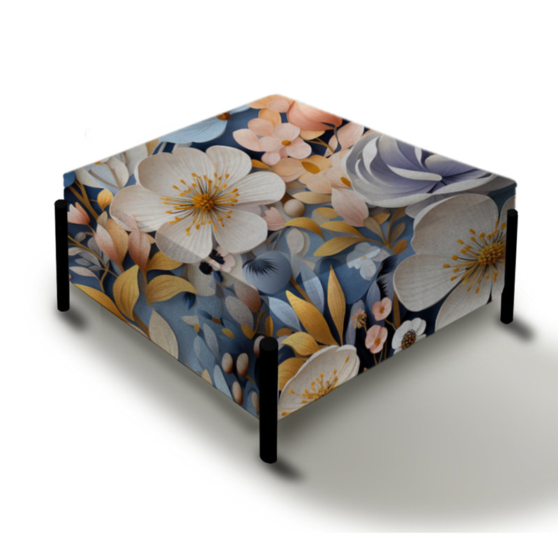 Motif floral mystique - grand repose-pieds carré floral