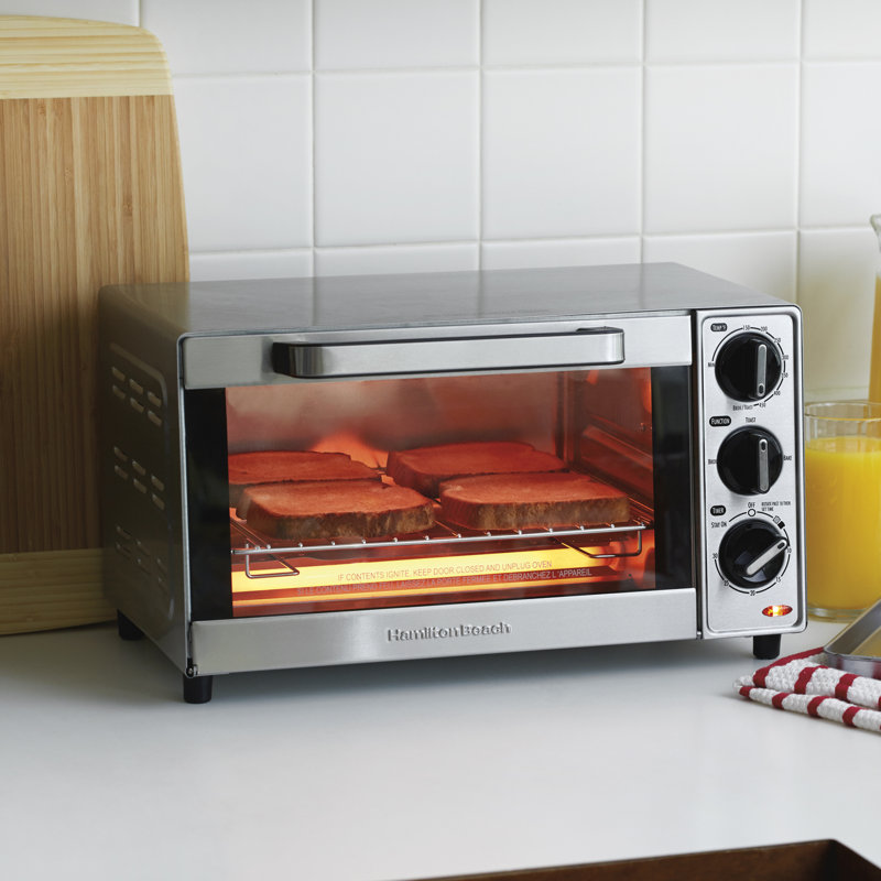 Stainless Steel 4-Slice Countertop Toaster Oven with Automatic Shutoff
