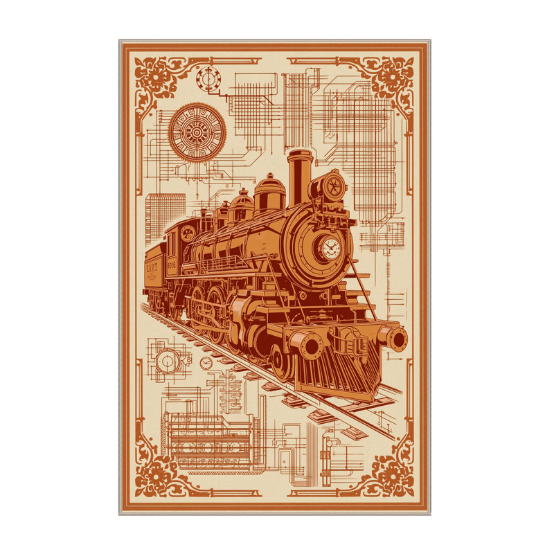 Tapis moelleux moelleux traditionnel à motif de machine à vapeur à aspect rétro - beige, 7x10