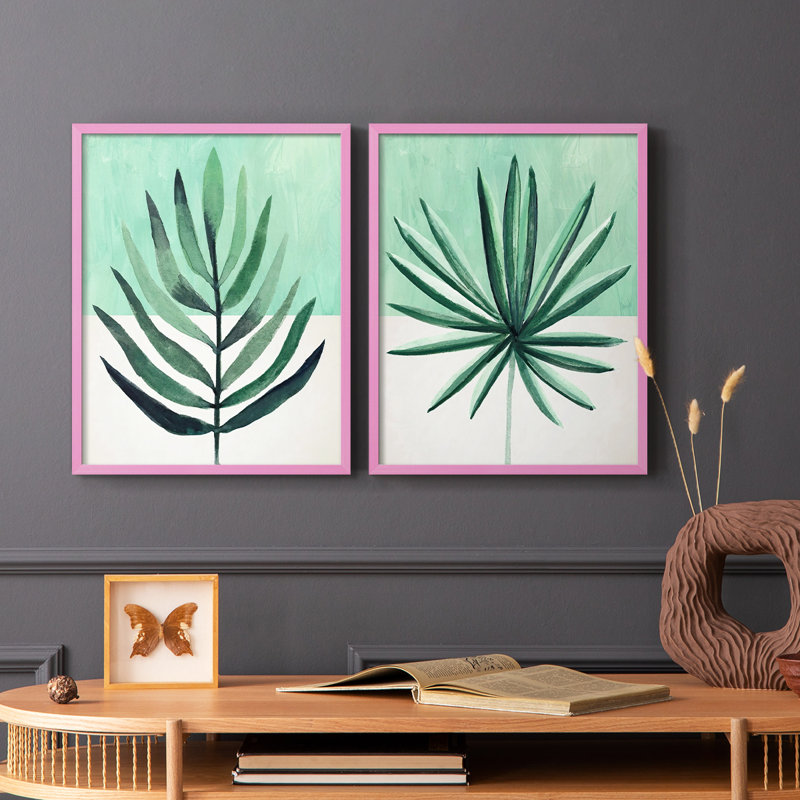 Verging Palm III - reproduction encadrée de qualité supérieure - prête à être accrochée - aucun clou requis - aucun clou requis