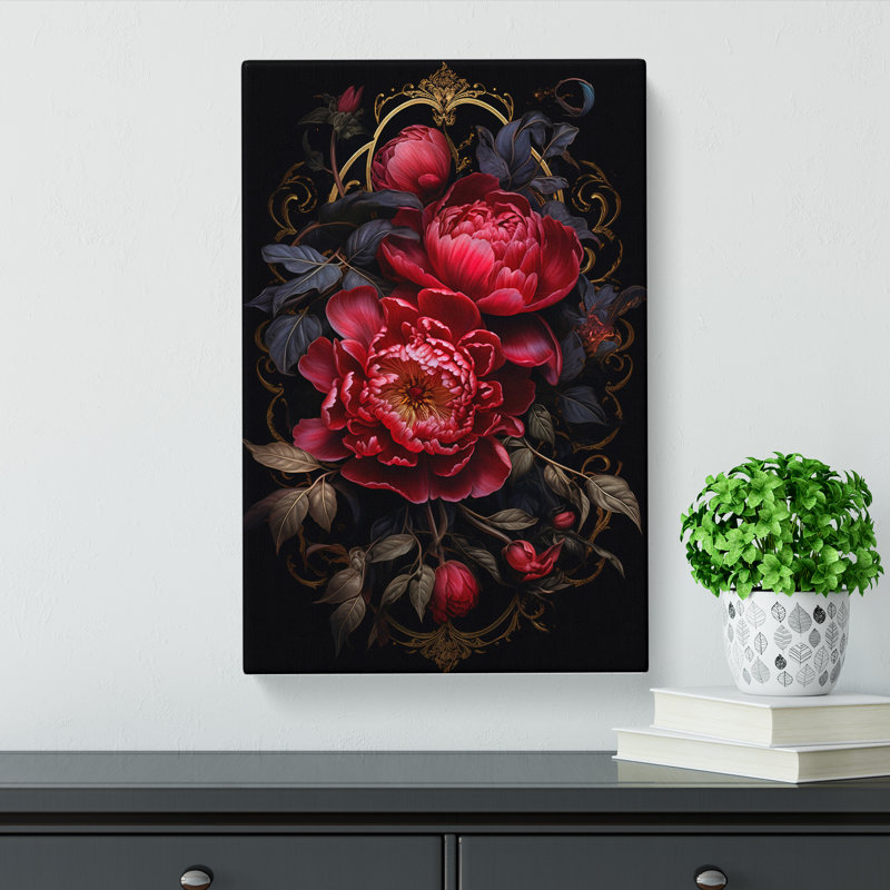 Peony Flower Gothic - Wrapped Canvas, 60cm H x 40cm W x 3cm D