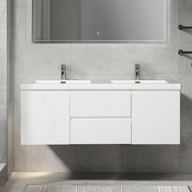 Meuble-lavabo mural 60 po, Blanc