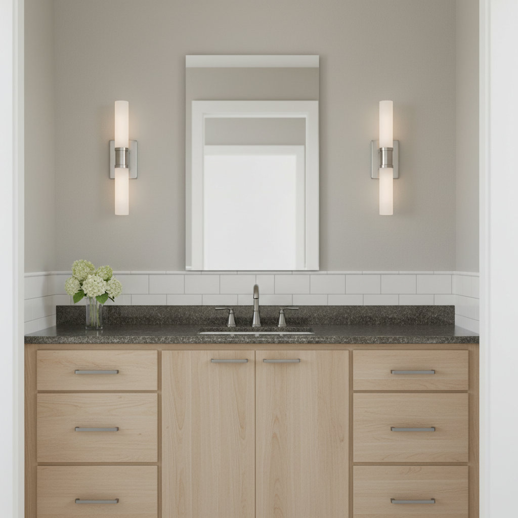 Evelien 2-Light Dimmable Bath Bar, Brushed Nickel, 60 W, 20" H x 5" W x 3.63" D