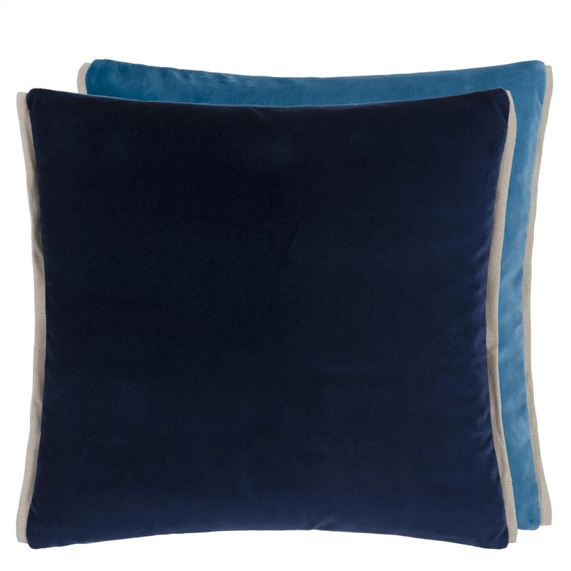 Varese Velvet Decorative Pillow, 22" H x 22" W, Denim/Teal