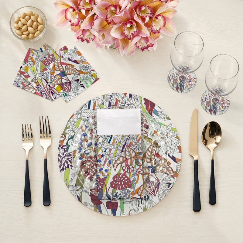 Sabi Jungle Cotton Sateen Cocktail Napkins, Cherry