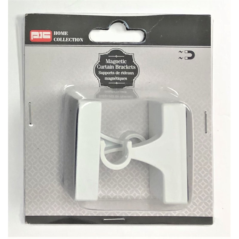 Supports de rideaux magnétiques - noir / 2 pièces, Blanc