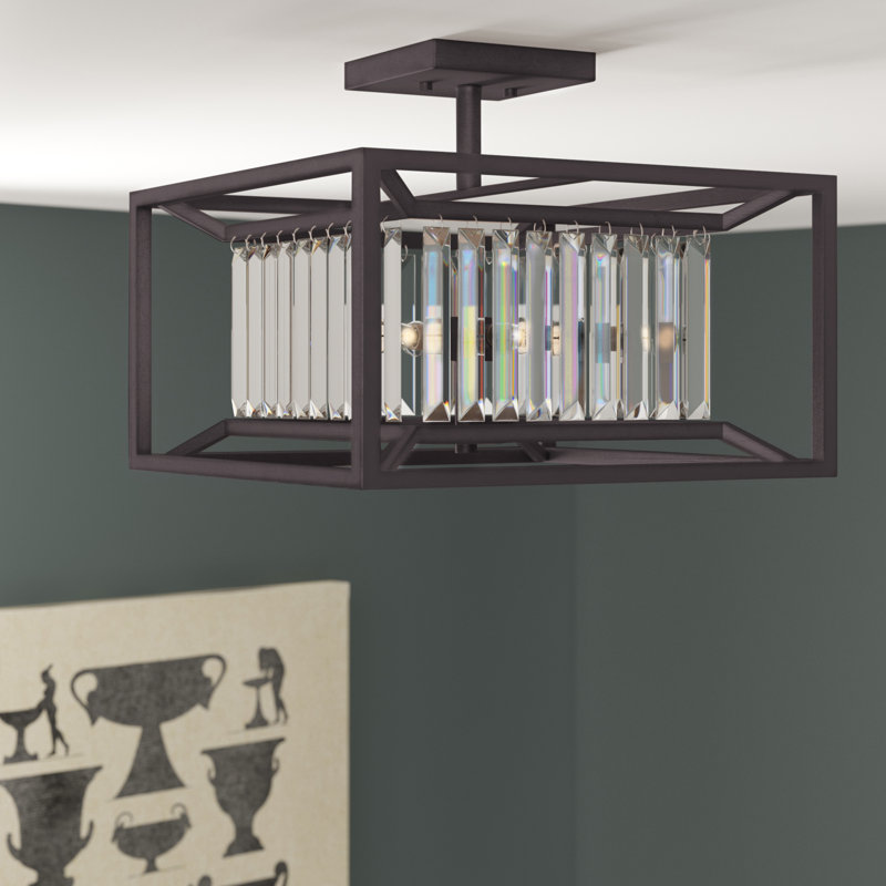 Syracuse Glass Semi Flush Mount, Vintage Bronze