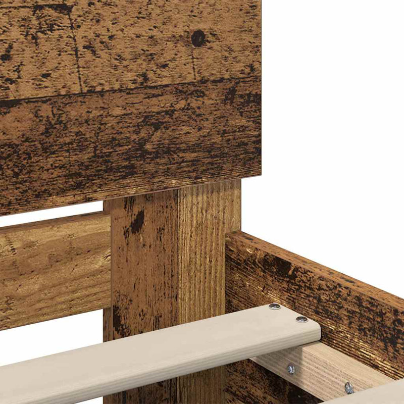  Bed Frame With Headboard Engineered Wood, Old Wood, European Kingsize (160 x 200 cm)