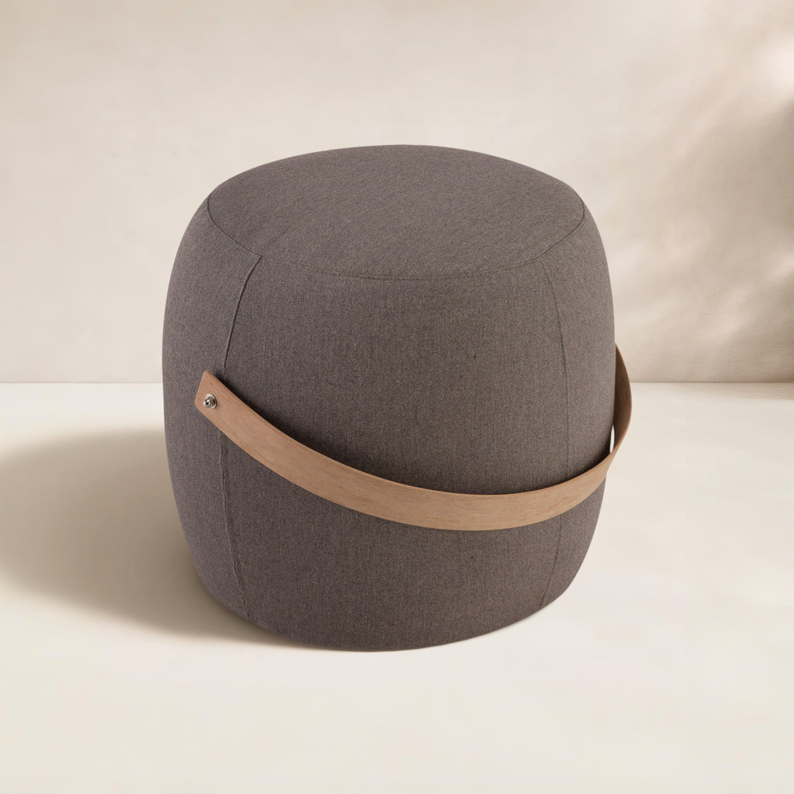 Talita Round Upholstered Outdoor Ottoman, Graphite