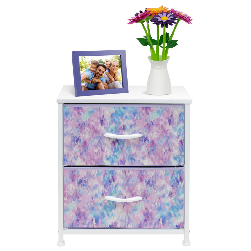 Sorbus Nightstand with 2 Drawers in Tie Dye Purple