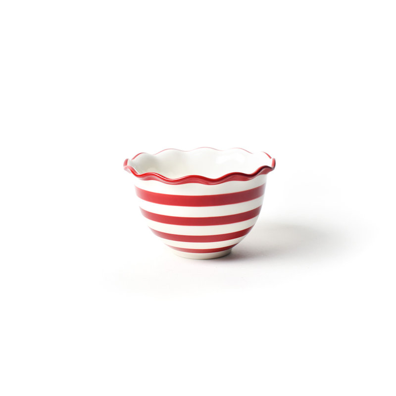 Red Stripe Ruffle Small Bowl