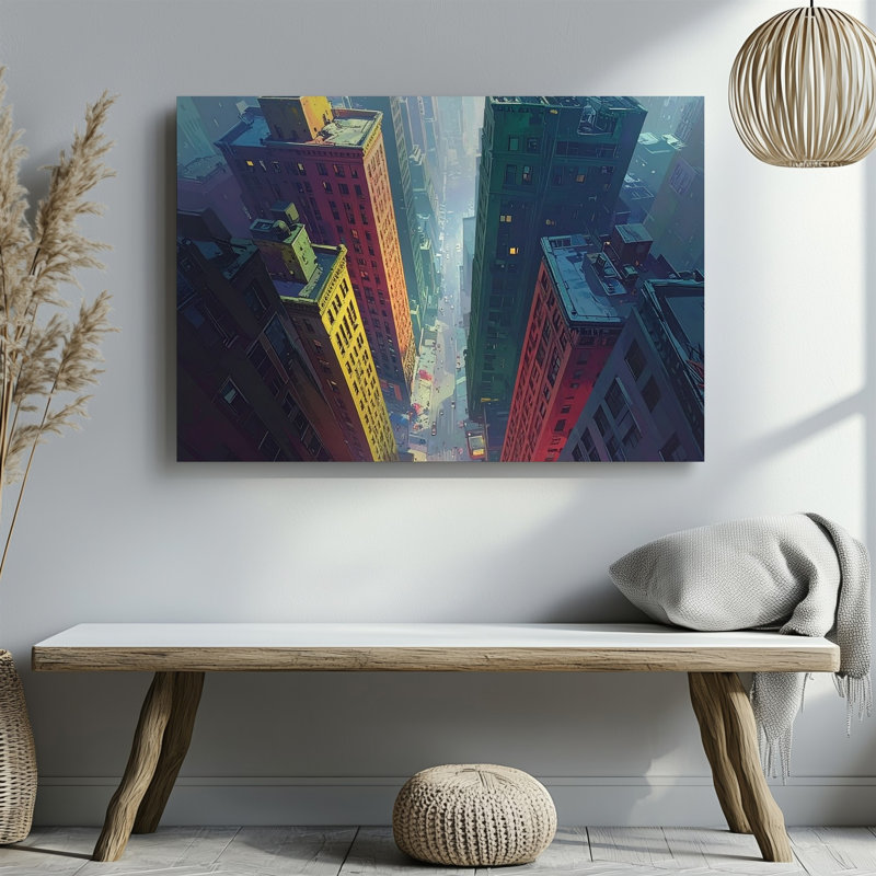 «Vertigo Alley Dramatic Top Down Urban Skyscraper View Toile», H 20 po x l 20 po