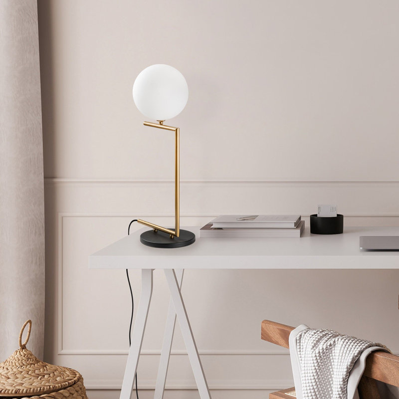 Lampe de table moderne en or, 11,4 po x 7,9 po x 25,2 po | Corps en métal durable, abat-jour de 7,9 po de diamètre | Câble de 6,6 pi avec interrupteur marche / arrêt, douille G9 (ampoule non incluse) | Conception élégante et originale pour la maison et le bureau