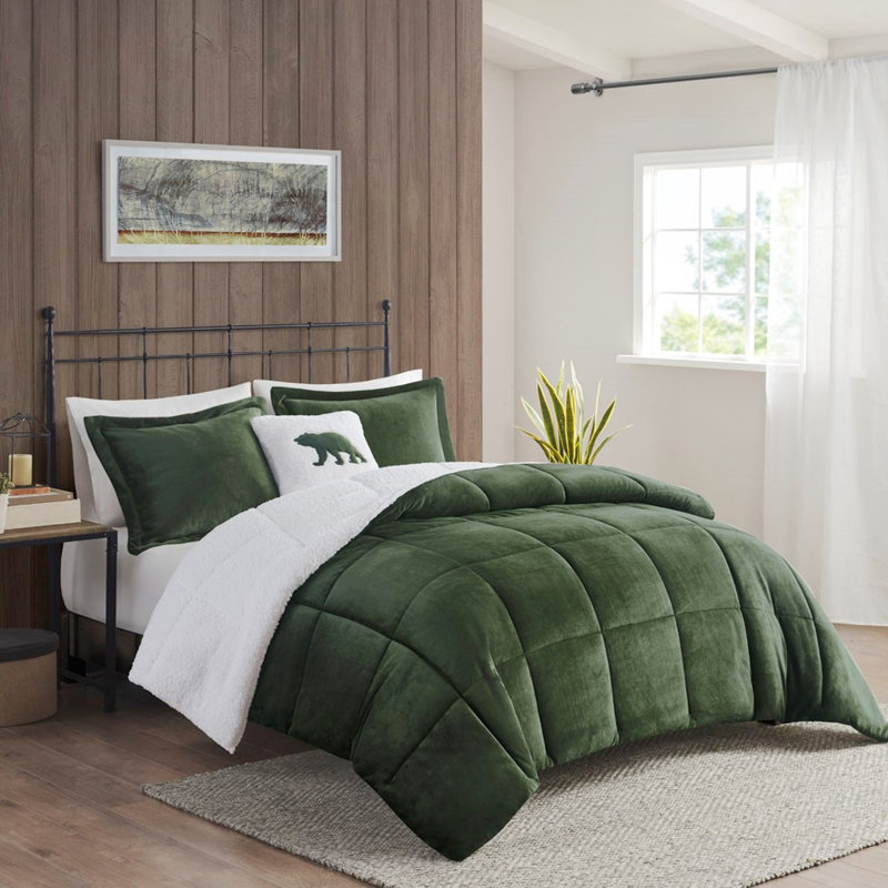 Vers l'édredon avec + 1 édredon, 2 taies décoratives assorties et un coussin décoratif, Vert