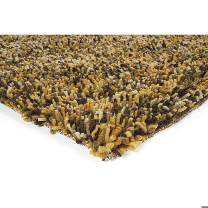 Salzer Authentic Hand-Woven Handmade Tan, Yellow, Brown, Green, Orange, Beige & Gold High Pile Modern Shag Wool Area Rug