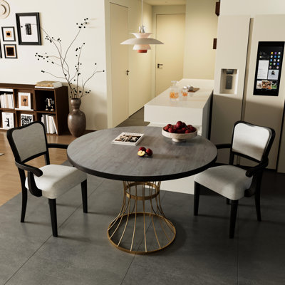 Ensemble de salle à manger rustique compact avec placage en bois massif de style urbain