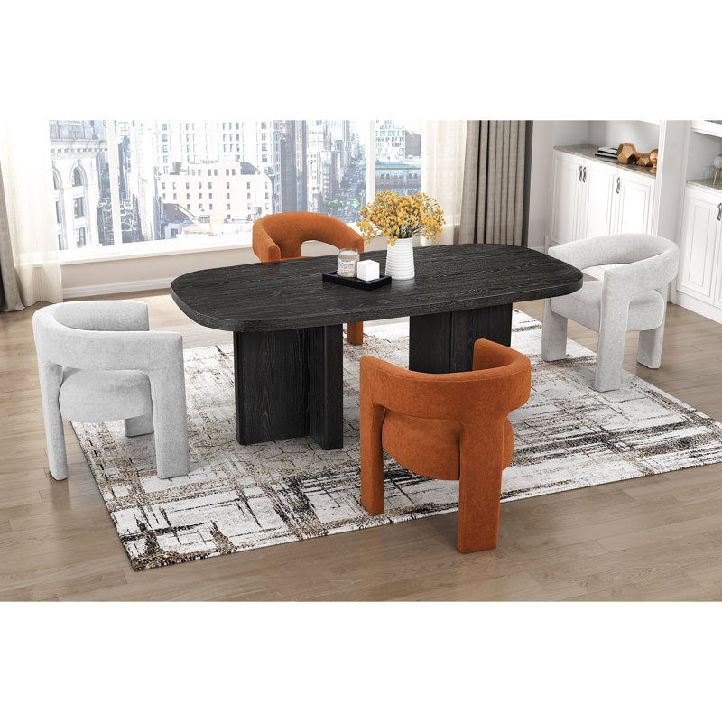 Fauteuil d'appoint orange en tissu de luxe contemporain pour 2 personnes, revêtement bouclé confortable, structure en contreplaqué, 24 po x 23 po x H 29,5 po, capacité de 250 lb, aucun assemblage requis 2 avec salle à manger rembourrée