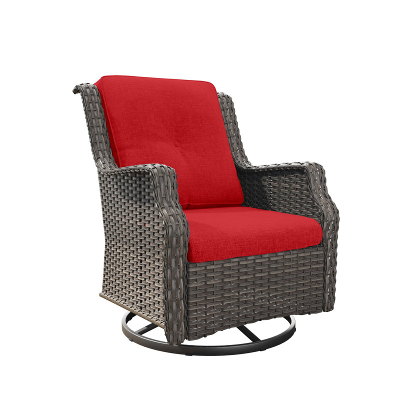 Nawatha Swivel Wicker Outdoor Lounge Chair, Red
