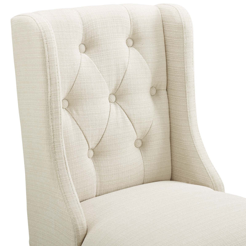 Baronet Bar Stool Upholstered Fabric, Beige Polyester Blend