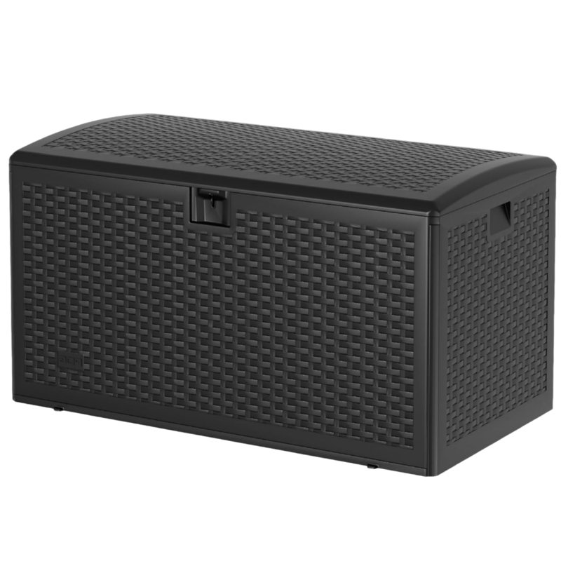73 gal Resin Deck Box, Outdoor Storage Box with Lockable Lid & Weatherproof Design, Extra Large Patio Storage Container for Garden Tools, Pool Toys, Furniture Cushions