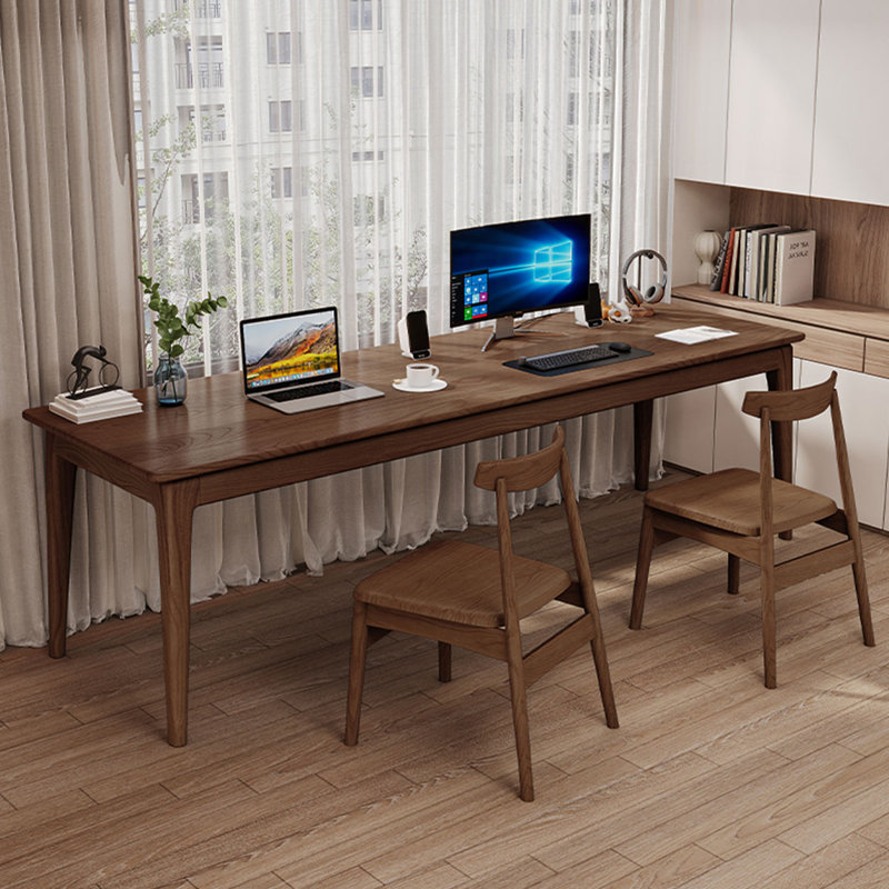 Bureau rectangulaire en bois massif noyer clair, H 29,53 po x l 62,99 po x P 23,62 po