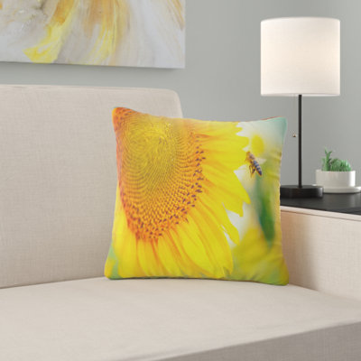 Magnifique tournesol en fleurs - coussin à imprimé floral